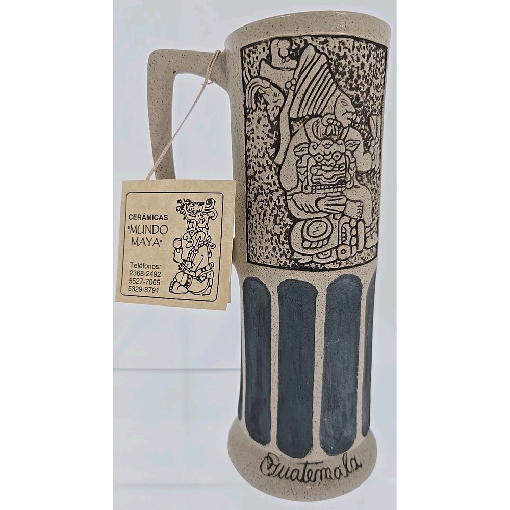 NEW Handmade Keramike Maya "Mundo Maya" MAYAN AZTEC COFFEE MUG - Guatemala‎